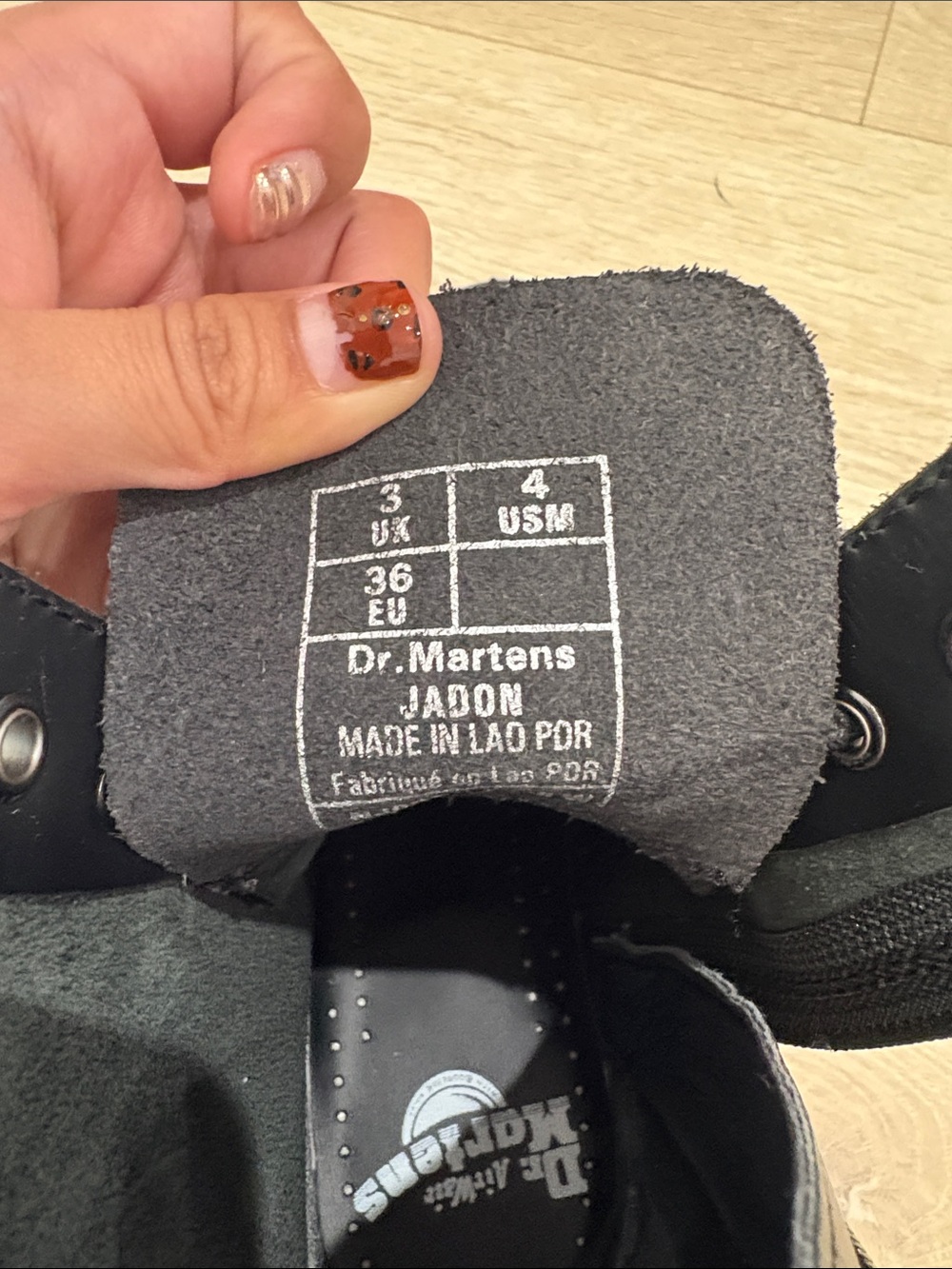 Dr. Martens Black Leather Lace-Up Platform Boots with Yellow Stitching - Picture 3 of 3